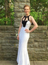 Sheath Scoop Floor Length Chiffon Prom Dress LBQ2853